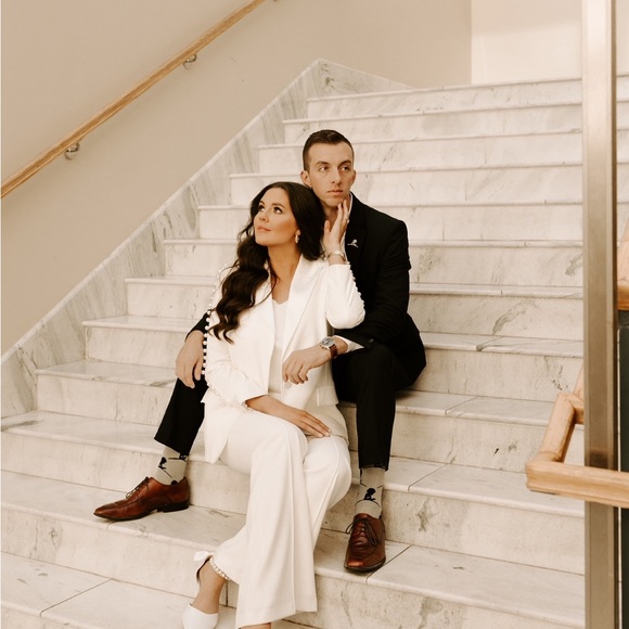 Nadine Merabi - Charlotte White Blazer + Nicole Top + Charlotte White Pants - M - Picture 9 of 16